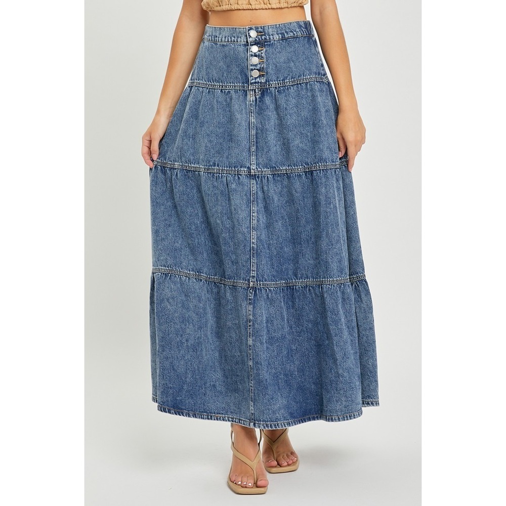 RISEN High Rise Ruffle Long Skirts - Medium - Picture 2 of 6